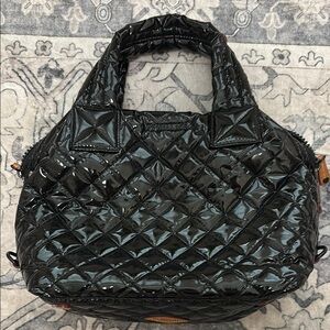 MZ Wallace Sutton Deluxe Small Patten Black Quilted Shoulder Bag